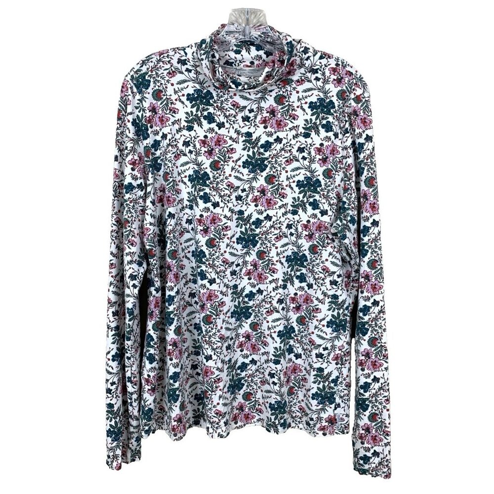 Peruvian Connection Womens XL Turtleneck  Mock Neck Top Paisley Floral Boho